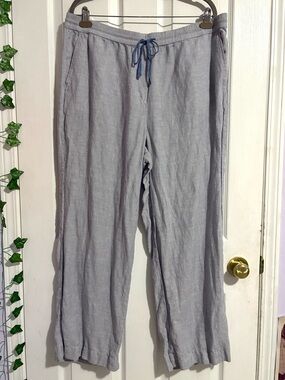 Talbots Blue and White Striped Linen Pants